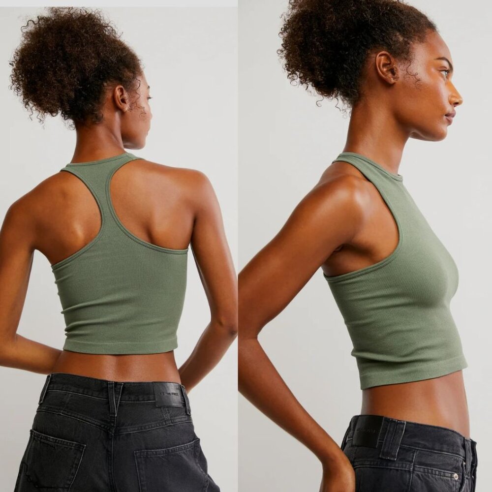 Free People Intimately - Hayley Racerback Brami Tank | Medium/Large | Army Green